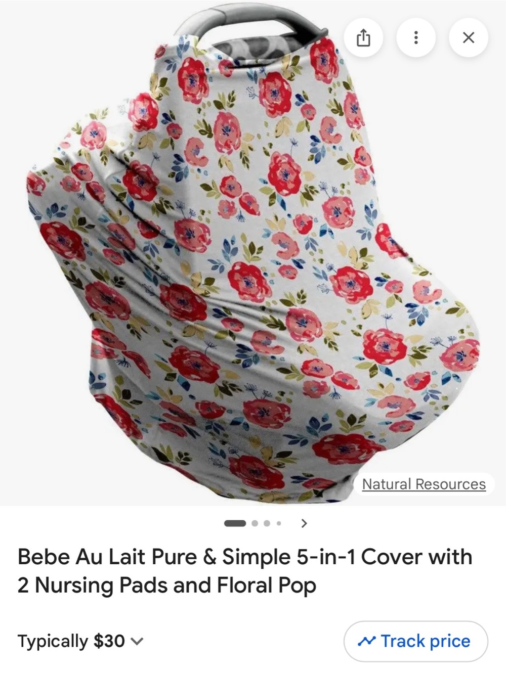 Bebe au Lait Floral Pop Nursing Cover in White with Red and Pink Flowers